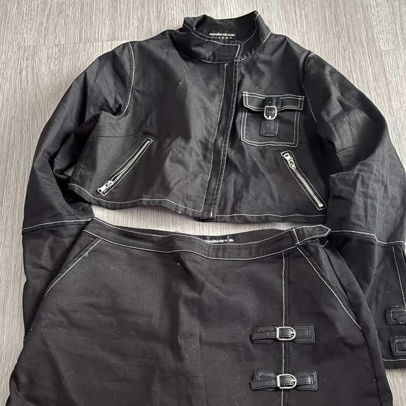Maniere De Voir Jackets & Blazers - Maniere De Voir Black Cropped Utility Jacket with matching skirt! LIKE NEW